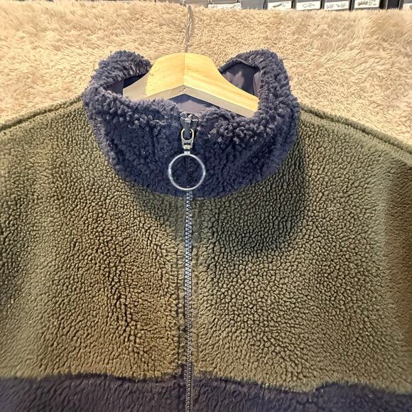 Original Penguin Men's Colorblock Fleece Full-Zip Bomber Jacket L Teddy Sherpa - Picture 4 of 12